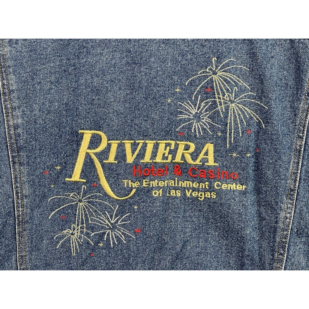 Riviera Hotel And Casino Las Vegas Denim Embroidered Jacket Size 2XL Vtg - Picture 4 of 10